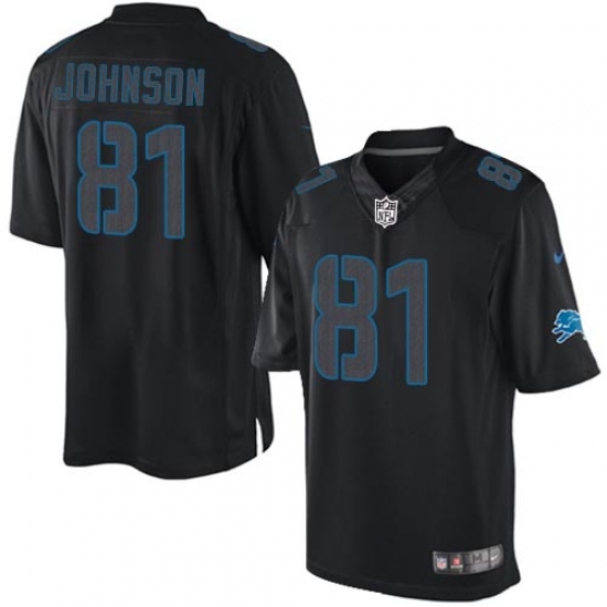 Men's Nike Detroit Lions 81 Calvin Johnson Limited Black Impact NFL Jersey