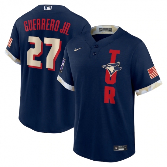 Men's Toronto Blue Jays 27 Vladimir Guerrero Jr. Nike Navy 2021 MLB All-Star Game Replica Player Jersey