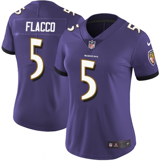 Women's Nike Baltimore Ravens 5 Joe Flacco Purple Team Color Vapor Untouchable Limited Player NFL Jersey