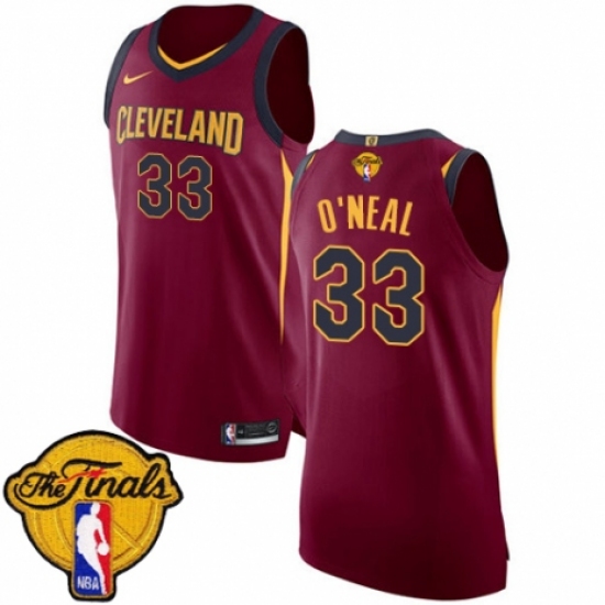 Youth Nike Cleveland Cavaliers 33 Shaquille O'Neal Authentic Maroon 2018 NBA Finals Bound NBA Jersey - Icon Edition