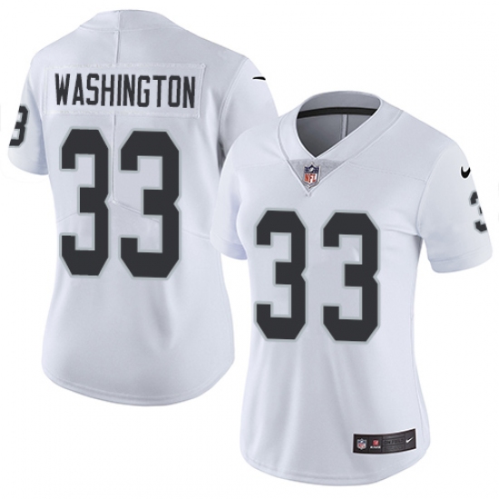 Women's Nike Oakland Raiders 33 DeAndre Washington Elite White NFL Jersey