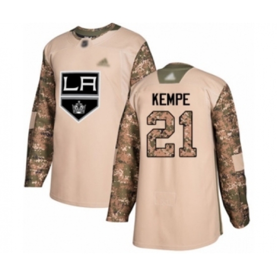Youth Los Angeles Kings 21 Mario Kempe Authentic Camo Veterans Day Practice Hockey Jersey