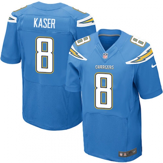 Men's Nike Los Angeles Chargers 8 Drew Kaser Elite Electric Blue Alternate NFL Jersey