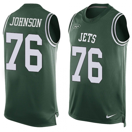 Men's Nike New York Jets 76 Wesley Johnson Limited Green Player Name & Number Tank Top NFL Jersey