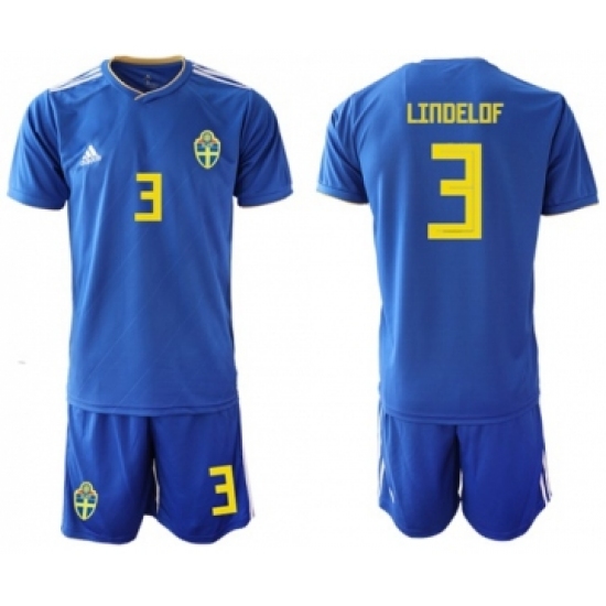 Sweden 3 Lindelof Away Soccer Country Jersey