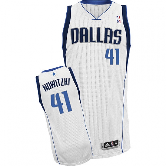 Youth Adidas Dallas Mavericks 41 Dirk Nowitzki Authentic White Home NBA Jersey