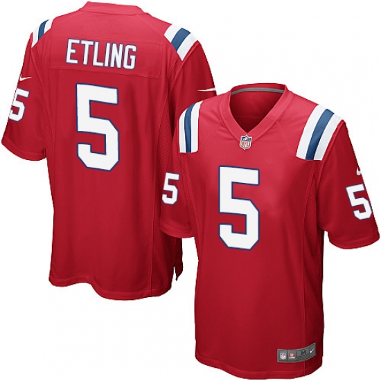 Men's Nike New England Patriots 5 Danny Etling Game Red Alternate NFL Jersey