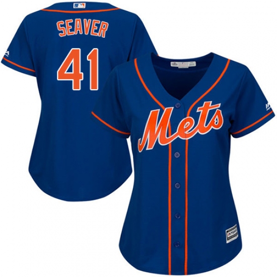 Women's Majestic New York Mets 41 Tom Seaver Authentic Royal Blue Alternate Home Cool Base MLB Jersey