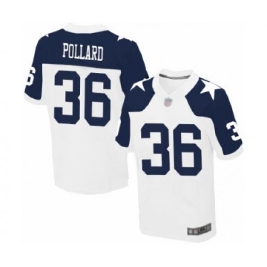 Men's Dallas Cowboys 36 Tony Pollard Elite White Throwback Alternate Football Jersey