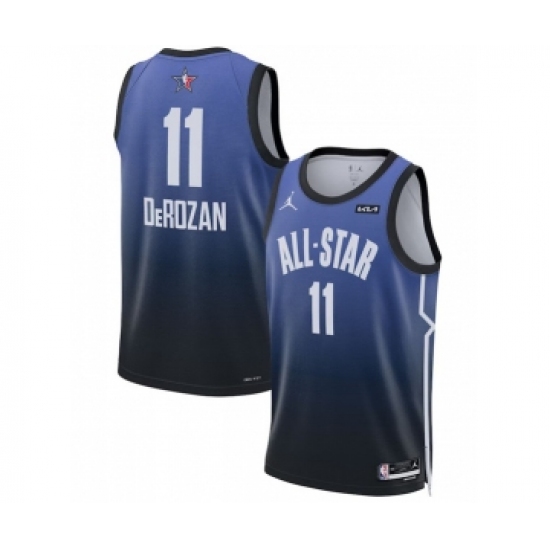 Men's 2023 All-Star 11 DeMar DeRozan Blue Game Swingman Stitched Basketball Jersey
