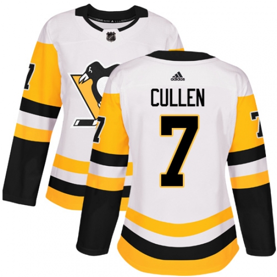 Women's Adidas Pittsburgh Penguins 7 Matt Cullen Authentic White Away NHL Jersey