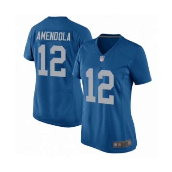 Women's Detroit Lions 12 Danny Amendola Game Blue Alternate Football Jersey