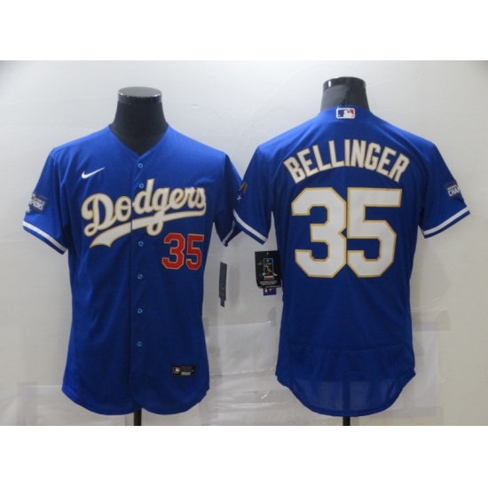 Men's Nike Los Angeles Dodgers 35 Cody Bellinger Blue Elite Champions Authentic Jersey
