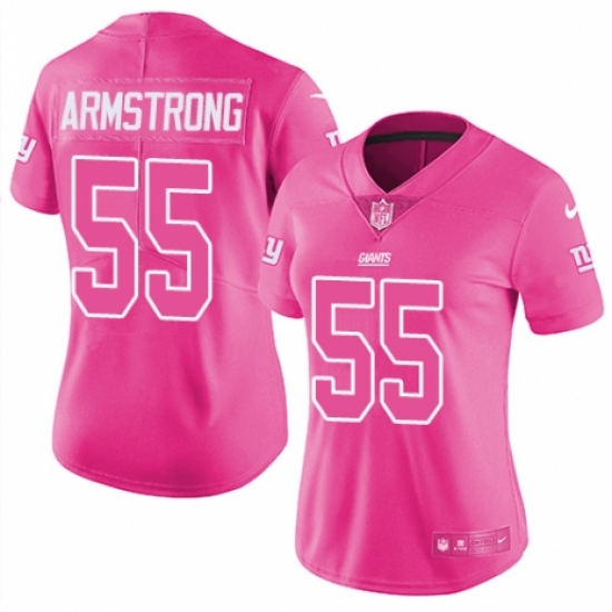 Women's Nike New York Giants 55 Ray-Ray Armstrong Limited Pink Rush Fashion NFL Jersey