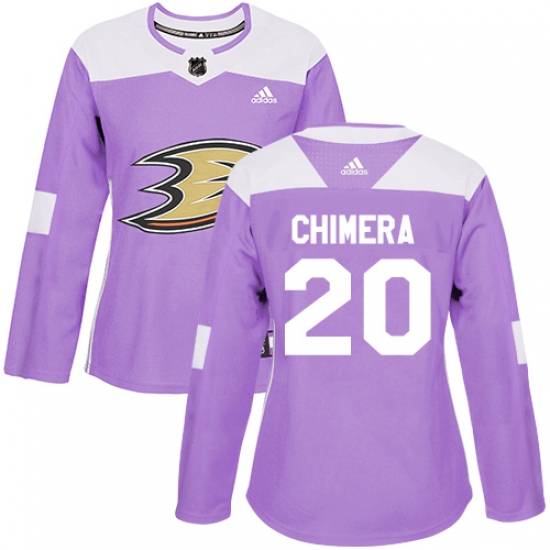 Women's Adidas Anaheim Ducks 20 Jason Chimera Authentic Purple Fights Cancer Practice NHL Jersey