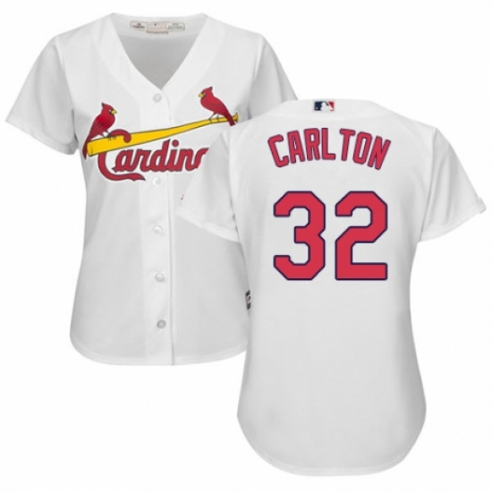 Women's Majestic St. Louis Cardinals 32 Steve Carlton Authentic White Home Cool Base MLB Jersey