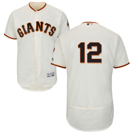 Men's Majestic San Francisco Giants 12 Joe Panik Cream Home Flex Base Authentic Collection MLB Jersey