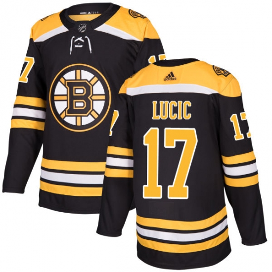 Youth Adidas Boston Bruins 17 Milan Lucic Premier Black Home NHL Jersey