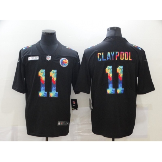Men's Pittsburgh Steelers 11 Chase Claypool Rainbow Version Nike Limited Jersey
