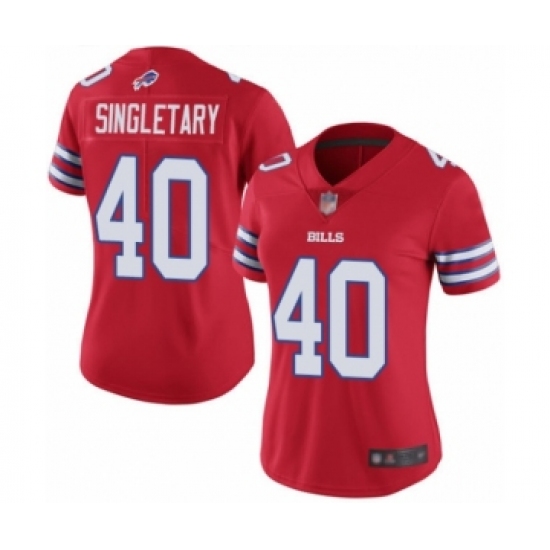 Women's Buffalo Bills 40 Devin Singletary Limited Red Rush Vapor Untouchable Football Jersey