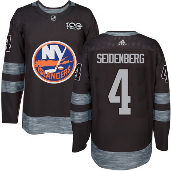 Men's Adidas New York Islanders 4 Dennis Seidenberg Authentic Black 1917-2017 100th Anniversary NHL Jersey