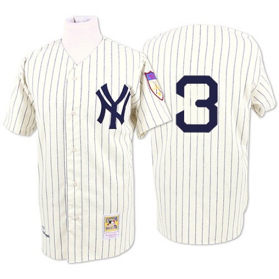 Men's Mitchell and Ness 1929 New York Yankees 3 Babe Ruth Authentic White Throwback MLB Jersey