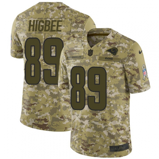 Men's Nike Los Angeles Rams 89 Tyler Higbee Limited Camo 2018 Salute to Service NFL Jersey