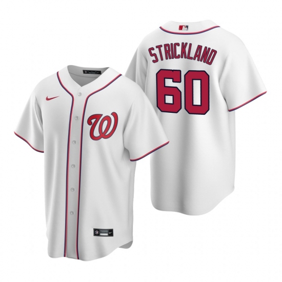 Men's Nike Washington Nationals 60 Hunter Strickland White Home Stitched Baseball Jersey
