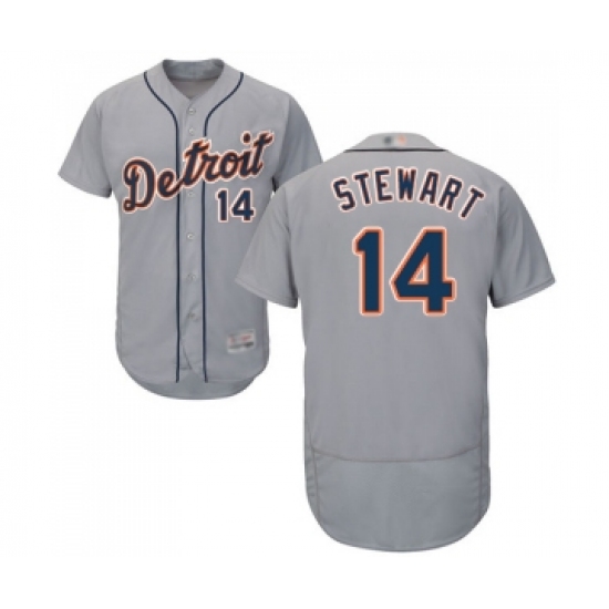 Men's Detroit Tigers 14 Christin Stewart Grey Road Flex Base Authentic Collection Baseball Jersey