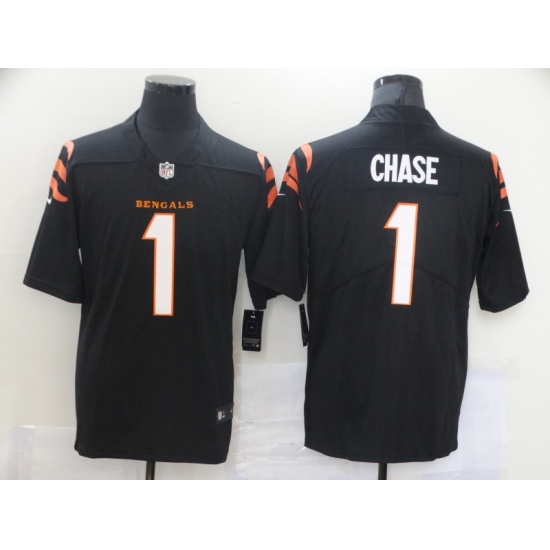 Men's Cincinnati Bengals 1 Ja'Marr Chase Nike Black 2021 NFL Draft First Round Pick Limited Jersey