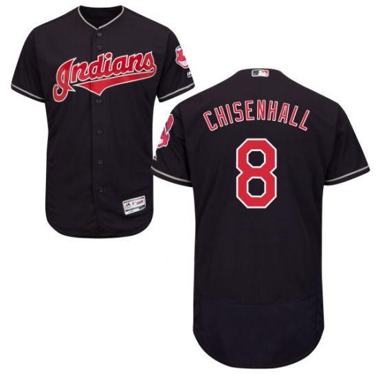 Men's Majestic Cleveland Indians 8 Lonnie Chisenhall Navy Blue Alternate Flex Base Authentic Collection MLB Jersey