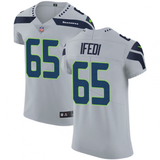 Men's Nike Seattle Seahawks 65 Germain Ifedi Grey Alternate Vapor Untouchable Elite Player NFL Jersey