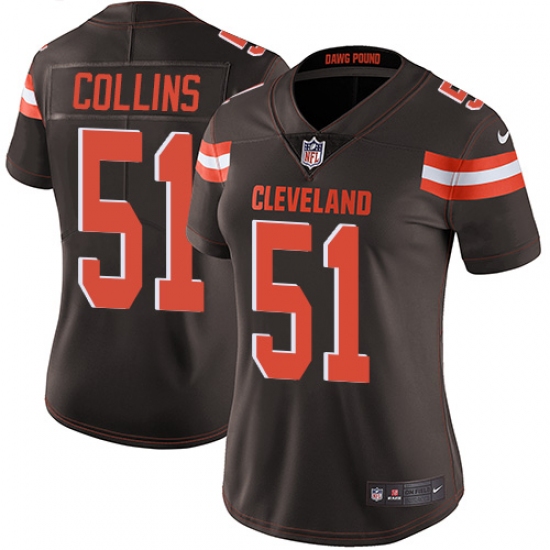 Women's Nike Cleveland Browns 51 Jamie Collins Brown Team Color Vapor Untouchable Limited Player NFL Jersey