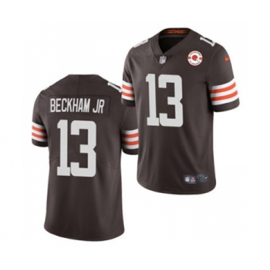 Men's Cleveland Browns 13 Odell Beckham Jr. 2021 Brown 75th Anniversary Patch Vapor Untouchable Limited Jersey
