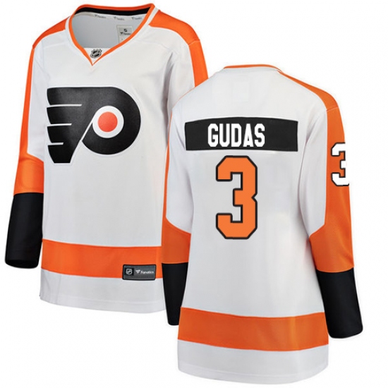Women's Philadelphia Flyers 3 Radko Gudas Fanatics Branded White Away Breakaway NHL Jersey