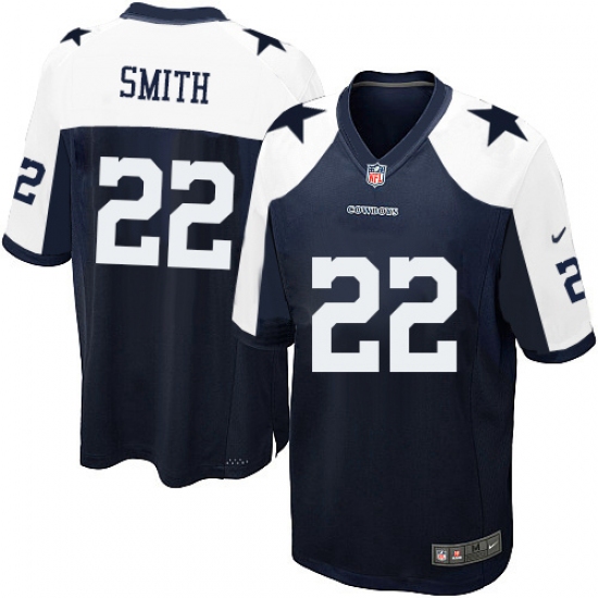 Men's Nike Dallas Cowboys 22 Emmitt Smith Game Navy Blue Throwback Alternate NFL Jersey