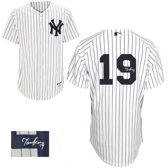 Men's Majestic New York Yankees 19 Masahiro Tanaka Authentic White Home Autographed MLB Jersey