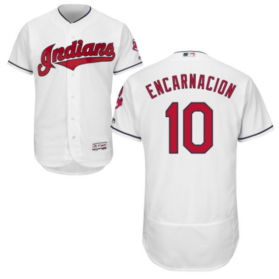 Men's Majestic Cleveland Indians 10 Edwin Encarnacion White Flexbase Authentic Collection MLB Jersey