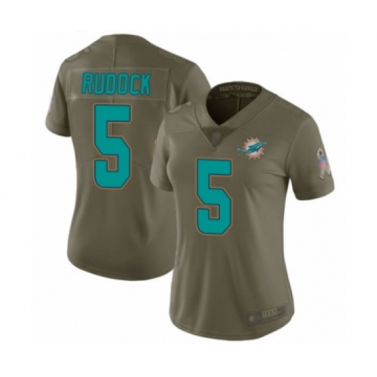 Women's Miami Dolphins 5 Jake Rudock Limited Olive 2017 Salute to Service Football Jersey