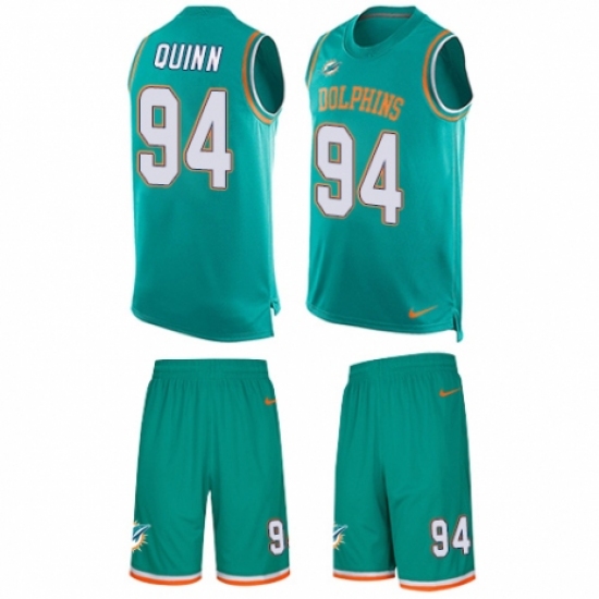 Men's Nike Miami Dolphins 94 Robert Quinn Limited Aqua Green Tank Top Suit NFL Jersey