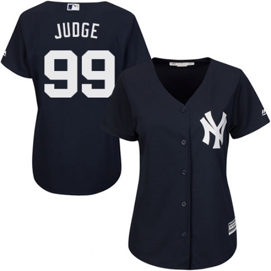 Women's Majestic New York Yankees 99 Aaron Judge Authentic Navy Blue Alternate MLB Jersey
