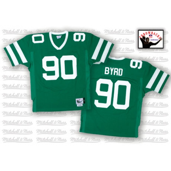 Mitchell and Ness New York Jets 90 Dennis Byrd Green Team Color Authentic Throwback NFL Jersey