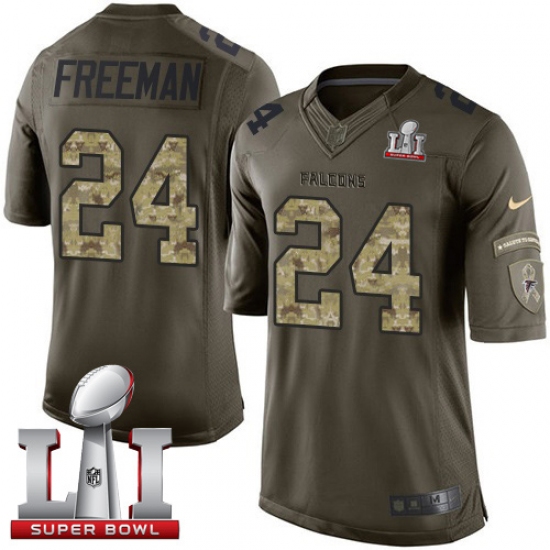 Youth Nike Atlanta Falcons 24 Devonta Freeman Limited Green Salute to Service Super Bowl LI 51 NFL Jersey