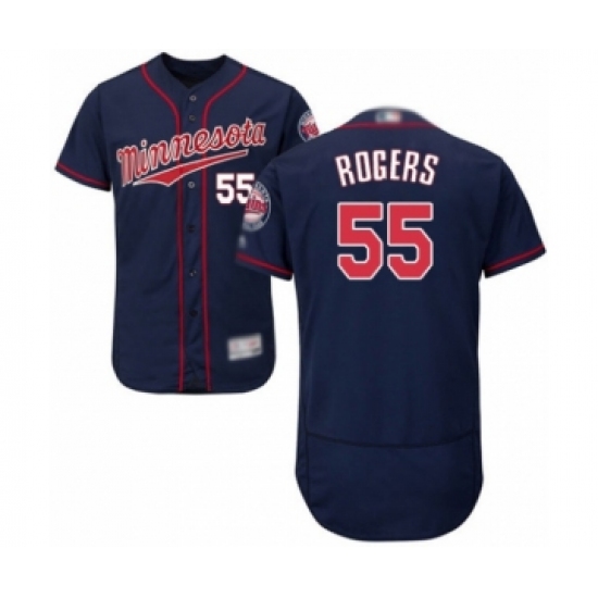 Men's Minnesota Twins 55 Taylor Rogers Authentic Navy Blue Alternate Flex Base Authentic Collection Baseball Player Jersey