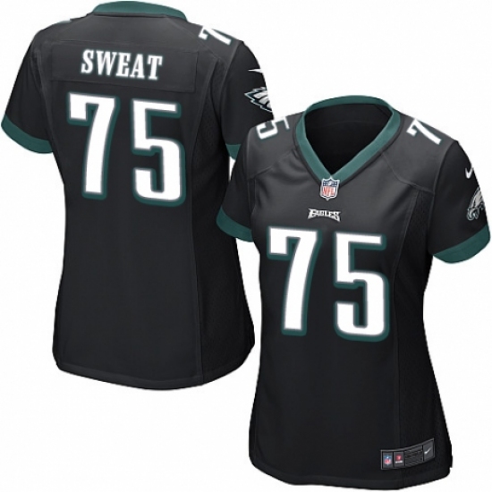 Women's Nike Philadelphia Eagles 75 Josh Sweat Game Black Alternate NFL Jersey
