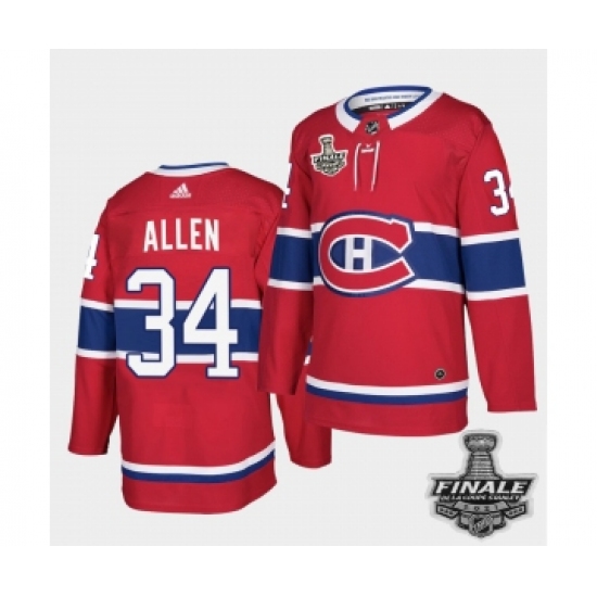 Men's Adidas Canadiens 34 Jake Allen Red Road Authentic 2021 Stanley Cup Jersey