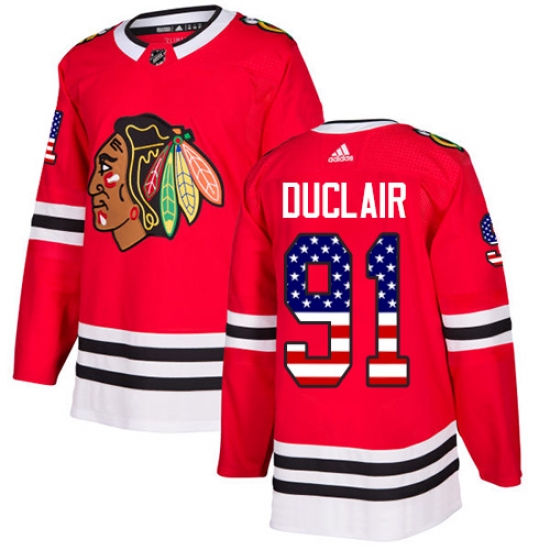Youth Adidas Chicago Blackhawks 91 Anthony Duclair Authentic Red USA Flag Fashion NHL Jersey