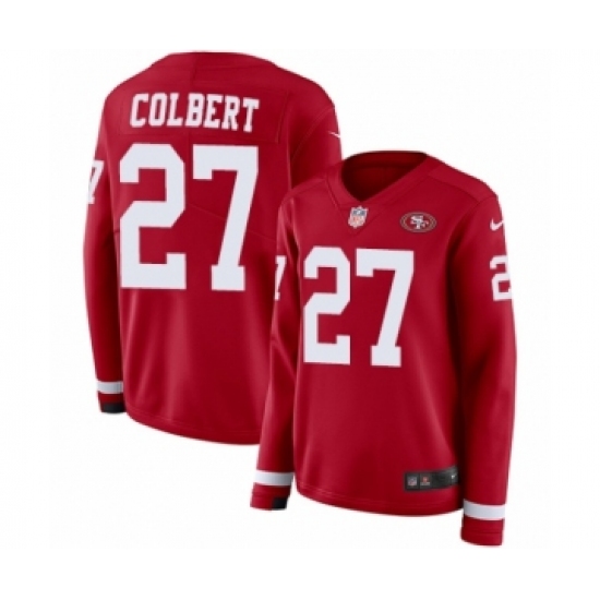 Women's Nike San Francisco 49ers 27 Adrian Colbert Limited Red Therma Long Sleeve NFL Jersey