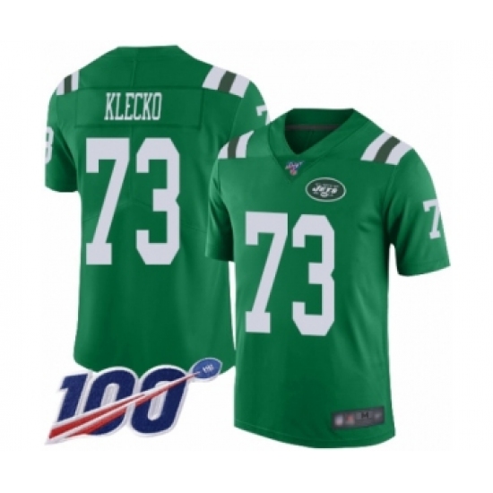Men's New York Jets 73 Joe Klecko Limited Green Rush Vapor Untouchable 100th Season Football Jersey