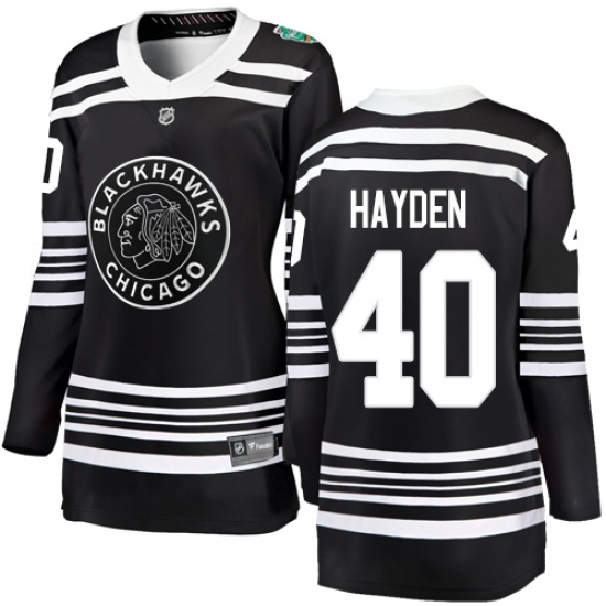 Women's Chicago Blackhawks 40 John Hayden Black 2019 Winter Classic Fanatics Branded Breakaway NHL Jersey